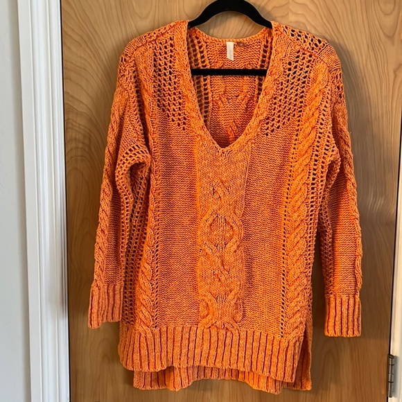 Anthropologie Sweaters - Anthropologie Orange V-Neck Sweater